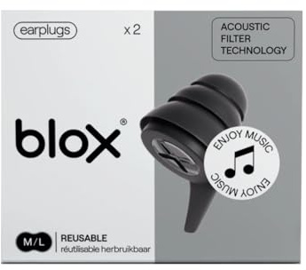 Blox Earplugs Music Ohrstöpsel mit akustischem Filter, klarer und authentischer Sound, 2 Größen