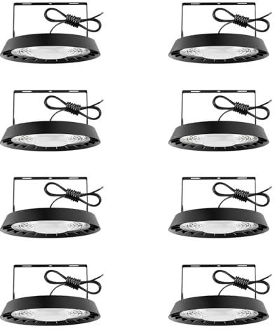 8PCS Lampara Industrial UFO 200W, 20000LM 6000K Lámpara de Alta Bahía | Blanco FríO IluminacióN De AlmacéN,IP65 Impermeable,Focos Led Interior Techo,High Bay Lampara Para FáBrica Garaje Taller