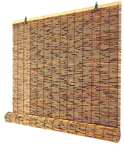 CcacHe Bambusrollo Outdoor Bambus Rollos Für Fenster Sichtschutz Sonnenschutz Bambus Jalousie Für Balkon Wetterfest Seitenzugrollo Natur Raffrollo Holzrollo Mit Zugschnur, 40-160cm Breit
