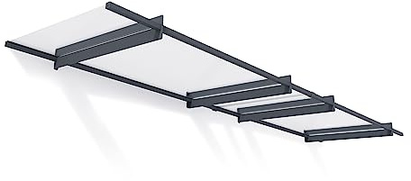 Canopia by Palram Nancy 4100 Auvent pour Porte d'entrée 410 x 94 cm Gris Protection Solaire Auvent de Porte d'entrée avec gouttière