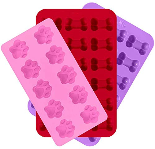 3 Stück Silikon-Backformen, Hündchen, Pfoten- und Knochenform, Backformen-Maker für die Herstellung von Schokolade, Süßigkeiten, Keksen, Pudding