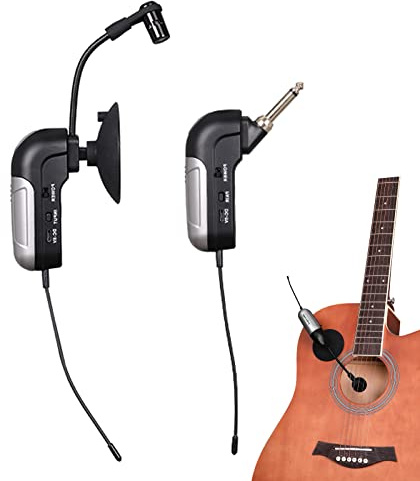 Q&F Tech Pickup per strumento musicale wireless per violino/chitarra, microfono professionale wireless UHF, ricevitore e sistema di trasmissione, ventosa per violino/chitarra/violoncello/viola