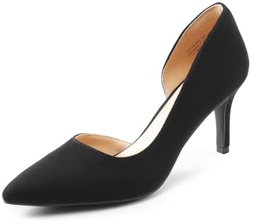DREAM PAIRS Escarpins Femme Classique Chaussure à Talon Confortable avec Fleur pour Le Mariage,Size 41.5,Suède-Noir,SDPU2416W
