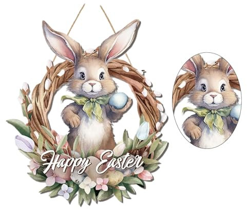 Ostern Türdeko Osterhase Hängende Ornament für Zuhause Frohe Ostern Türhänger Anhänger Osterdeko Osterkränze für Haustür Große Osterkränze für Haustür Außen Ostern