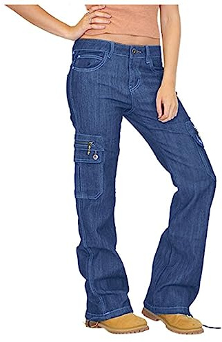 LOIJMK Women's Destruded Flare Jeans Legs Denim Cargo Trousers Jeans Jeans Men 34/32, lightblue, S