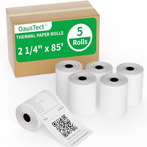 Thermopapierrollen, 5 Rollen, 7 x 25,9 m, Premium-Thermo-Belegpapier, passend für alle Kassen, Kreditkarten-Terminal (5 x 25,9 m, 5 Rollen)