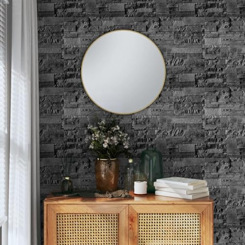 Bulliing Wallpaper 3D Stone Look Black,Embossed Wallpaper Non-Woven Roll 3D Embossed Wallpaper Stripe Modern Patterned for Living Room Bedroom Kitchen