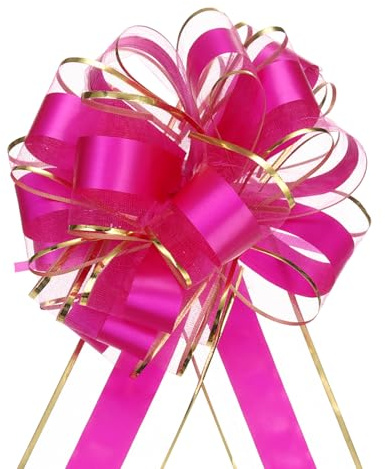 QUARKZMAN 5 Stück Geschenk Schleife 20cm Geschenkbänder Matte Ziehschleife Groß Dekoschleife für Geschenkverpackung Hochzeit Tüten Weihnachten Körbe Auto Deko, Rosenrot