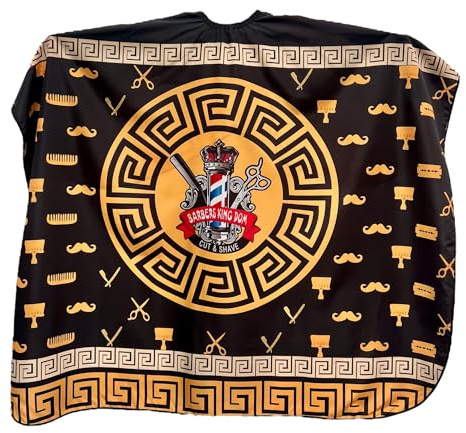 Gabri Professional Barber Cape Gown - Premium Hairdressing Cape for Hair Salon - Waterproof Hair Cutting Capes and Gowns for Barber Shops (Kingdom Pattern (Black & Yellow), 160cm (L) x 140cm (W))