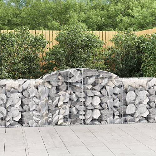 qohoio Cesti Gabbioni ad Arco 2 pz 300x50x80/100 cm Ferro Zincato,Cesti Gabbioni ad Arco,Gabbioni Metallici per Sassi, Gabbioni Metallici per Pietre-3146683