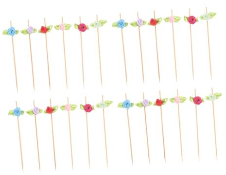 COLLBATH Palillos de Aperitivo Forma de Flor Desechables 100 Unidades