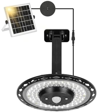 ENCOFT 228LED Solar Shed Lights with Switch Indoor Outdoor 4400mAh Pendant Light 3 Color Temperature Solar Powered Shed Light with Remote Control Motion Sensor 5 Modes Timer IP65 Rated for Garden