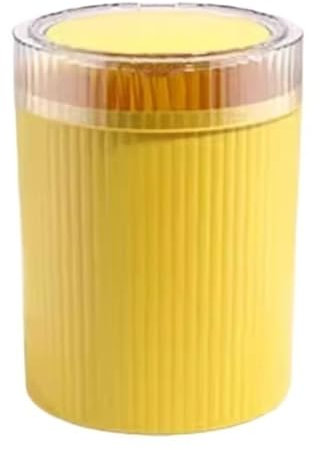YHxFlux Cubo de basura redondo con tapa, contenedor de basura de plástico de 12 litros/3.1 galones con tapa tipo prensa para sala de estar, dormitorio, baño, cocina, oficina (amarillo)