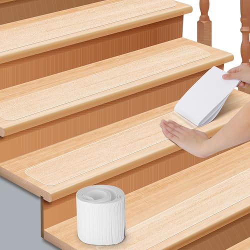Cozary Transparent Tapis Antidérapant, Anti Derapant Tapis 60x15cm 15PCS, Bande Antidérapante Escalier, Adapté À La Sécurité des Enfants, des Personnes Âgées Et des Animaux De Compagnie