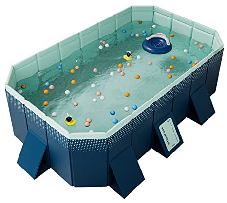 Dyqyym Piscine Pliable pour Enfants, 4 Couches épaisses, Robuste, Portable, gonflage, Drainage Rapide, pataugeoire pour Chiens