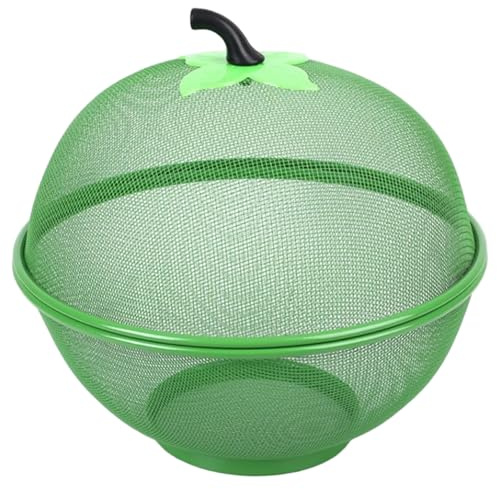 Mesh Fruit Basket with Lid 11in Metal Fruit Bowl with Cover & Cute Handle Fly Proof Covered Container ideal for Kitchen Counter Home
