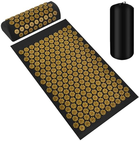 Spike Kit d'acupression - Tapis de Massage en Forme de Fleur de avec Coussin profilé, Noyau en Coques de Noix de Coco et Housse Amovible - Ensemble Stimulant pour soulager la Pression pour Une