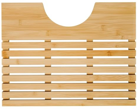 Bargain House Bamboo Bathroom Mat Collection, Wooden Bath Mat, U-Shaped Toilet Mat & Combo Set, Anti-Slip, Water-Resistant Duckboards for Indoor & Outdoor Use (Toilet mat)