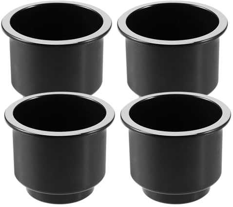 Garneck Lot de 4 Porte-Gobelets en Plastique pour Bateau et Camping-Car Insert Porte-Gobelet Antidérapant Bordure Argentée Support Boissons Polyvalent pour Voiture Bureau Réutilisable