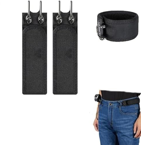 CGACCSD Lot de 2 ceintures à crochets tactiques en métal avec taille élastique, sans boucle, pour femmes, pour hommes, jeans, travail, loisirs, affaires, maison, voyage, trajets