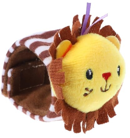 Sollee Hochets de poignet d'animaux, hochets de main pour bébé,Bracelet à pression Lion de dessin animé en peluche - Hochet drôle de bracelet de main de bras de bébé, jouet éducatif de hochets de pied