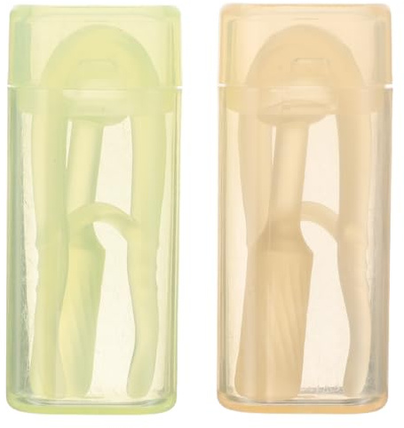 Ciieeo Herramienta para Quitar Lentes de Contacto con Pinzas de Punta Suave y Aplicador de Silicona con Ventosa, Kit 2 Juegos Colores Amarillo y Verde, Accesorio Portátil para Cuidado E