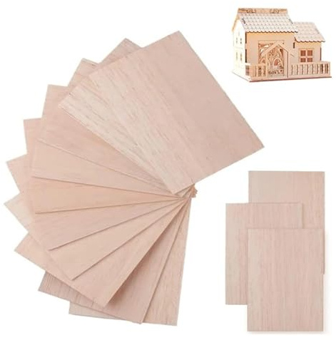 Bois Brut Non Finie Lot de 5/10 feuilles contreplaqué 100/200/300 mm long, 100 large et 1 à 8 d'épaisseur, for projets bricolage accessoires en bois(Woodcolor 10pcs,300x100x5mm)