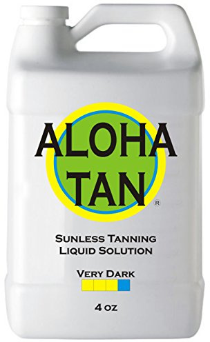 ALOHA TAN – VERY DARK - Spray Tan Solution - 4 oz - Sunless Self Tanning Liquid for Airbrush or HVLP System + INCLUDES: Applicator Mitt, Application Gloves and Best Fake Tanner Lotion Mousse Sample