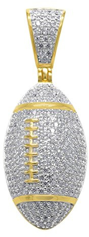 .iced-out. 925 Sterling Silber Micro Pave Anhänger - FOOTBALL gold