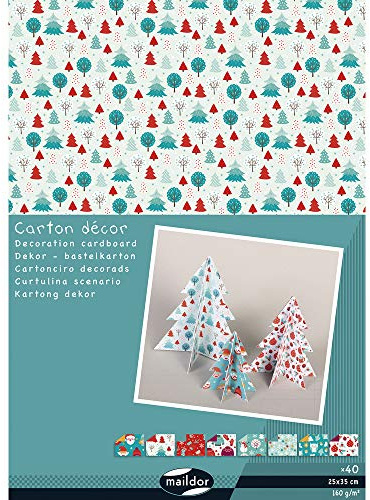 Clairefontaine 354598C Pack mit 40 Blatt Dekorkarton, 25 x 35cm, 160g, ideal für Bastelprojekte, 1 Pack, Weihnachten