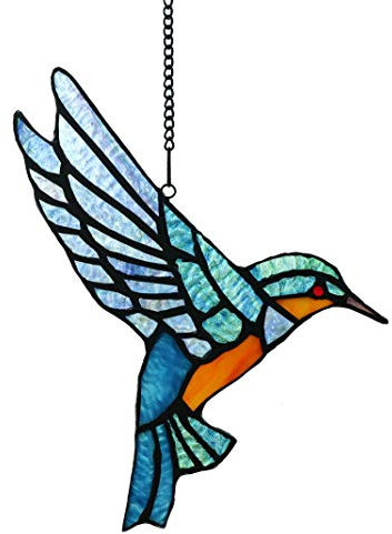 Tokira Tiffany Stil Glasmalerei Bluebird Fenster hängen Sun Catcher Ornament Vogel Window Panel, 9 x 6 1/2