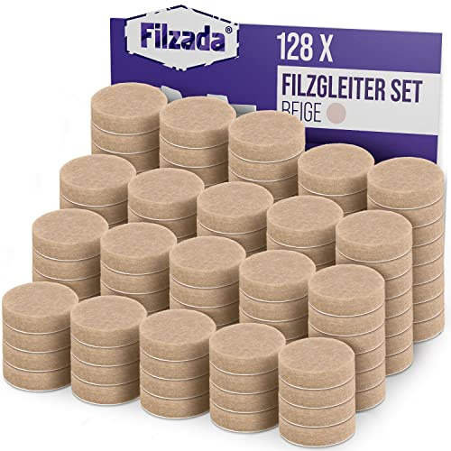 Filzada® 128x Almohadillas de Fieltro Adhesivo - Ø 20 mm (Redondo) - Beige - Deslizantes Profesionales para Muebles Fieltro con Fuerza Adhesiva Ideal