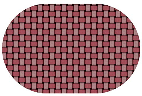 Wachstuchtischdecke Wachstuch Tischdecke Gartentischdecke Rund Oval Robust Rattan Rot Rosa Oval 130 x 180 cm abwaschbare Wachstischdecke geprägt