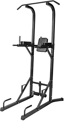 GORILLA SPORTS® Power Tower - con Barra per Trazioni, Flessioni, Dip Station, Multifunzione, Antiscivolo, Acciaio, Nero - Stazione Fitness, Torre di Potenza, per Esercizi, Allenamento, Palestra, Casa