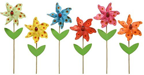 kleines Windrad Windmühle auf Stab als Blümchen aus wetterfestem PVC Muster(6)