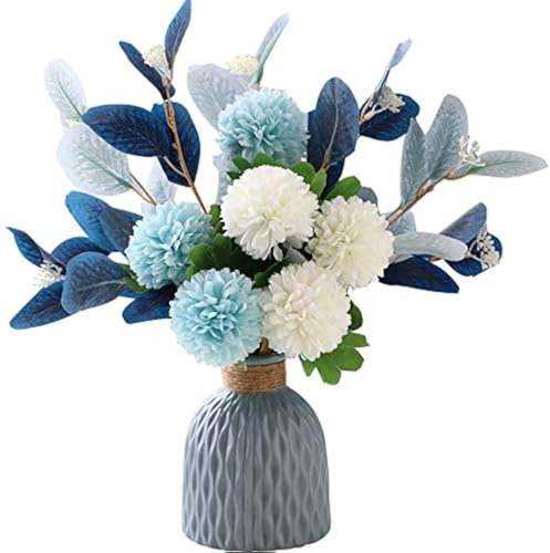 NAWEIDA Artificial Flowers With Vase Faux Hydrangea Flower Arrangements for Home Garden Party Wedding Decoration