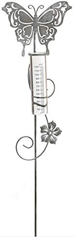 Novaliv Wetterstation I Regenmesser Glas Schmetterling I Wetterfest Garten Dekoration I Wassermengenmesser
