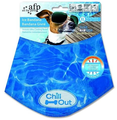 ALL FOR PAWS Kühlendes Halstuchband für Hunde, EIS-Hundehalstuch, kühlendes Hundehalstuch, blaues Hundehalsband, Katzenhalsband, Nackenkühler, Nackenkühlung