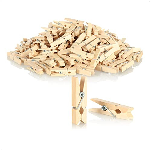 COM-FOUR® 240x mini mollette in legno di loto, piccole mollette di legno come decorazione per foto, collage, cartoline, foto e regali (240 pezzi - naturale)