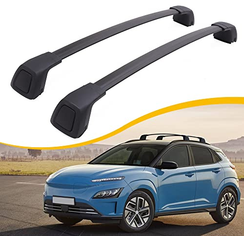 EZREXPM Cross Bars Roof Rack Fit for Hyundai Kona & Kona N & Kona Electric 2018-2023 Lockable Luggage Rack Crossbar Cargo Carrier Accessories (with Side Rails)