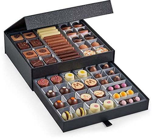 Hotel Chocolat Classic Cabinet 600g - Assortment of 61 Milk, White and Dark Chocolates - Large Chocolate Gift Box for Birthday, Anniversary, Thank You