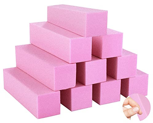 Sibba 10 Stück Nagelpuffer Block Professionelle Maniküre Pediküre Salon Nail Art Tips Finger Tool Nagel Schleifblock Set für natürliche Acryl und Gel Nägel Tote Haut Trimmen Maniküre Werkzeuge (Rosa)