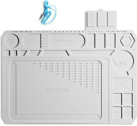SainSmart 50,8 x 35,6 cm große Silikon-Lötmatte, 500 °C, hitzebeständig, ESD-sichere Matte mit Handschlaufe, antistatische Magnetmatte zum Löten, Leiterplatten, Telefon und elektronische Reparatur,