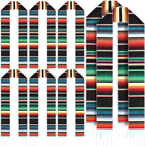 Berlune 8 Pcs Mexican Graduation Sash Hispanic Serape Stole with Tassels Class of 2026 Mexican Scarf for Graduation(Fresh Color)
