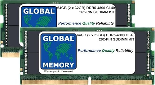 Kit de memoria RAM SODIMM de 64 GB (2 x 32 GB) DDR5 4800 MHz PC5-38400 262 pines para portátiles y portátiles