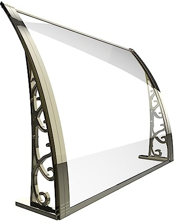 YVYKFZD Auvent De Porte D'entrée Extérieur, Marquise De Porte D'entrée Au Design Moderne, Marquise D'entrée en Polycarbonate avec Support en Aluminium, Facile À Installer (Color : Transparent, Size