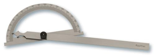 STEINLE 6202 Stahl Winkelmesser/Gradmesser 150 x 200 mm Präzisionsausführung Durchmesser Gradbogen: 150 mm Länge des freien Schenkels: 200 mm