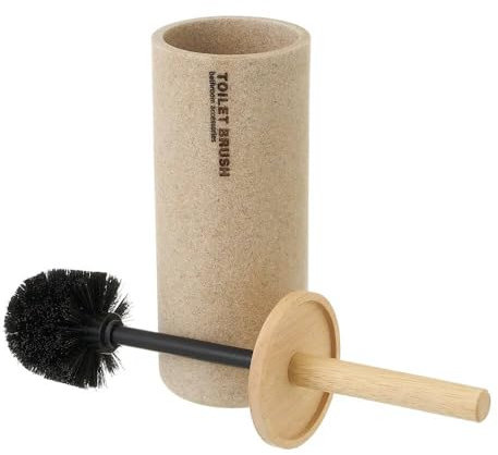 LEKE GO Escobilla de Baño Beige de Resina y Madera Nordico