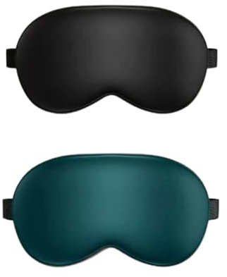 JCKD 2pcs Maschera per dormire in seta leggera, maschera per gli occhi morbida e confortevole, maschera per gli occhi regolabile, adatta ai bambini, da viaggio unisex, maschera per il riposo (2colori)