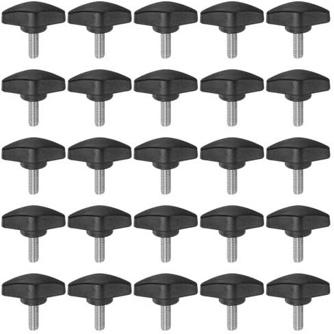 QUARKZMAN 25 Stück Rändelschrauben M6 x 16mm Flügelschraube mit T-förmige Handgriff, Verzinkte Kohlenstoffstahl Gewindebolzen Daumenschrauben 36mm Spannschraubenknopf für Schnellentfernung